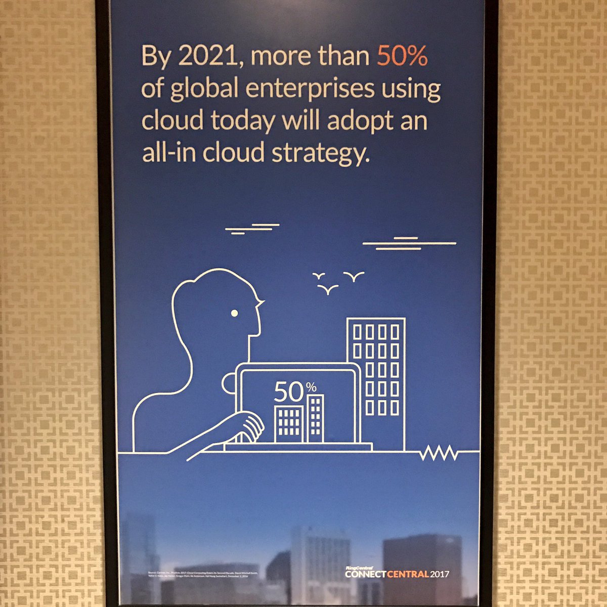 RingCentral's tweet photo. All-in-cloud strategy for biz means there's no place for legacy software! RC uniquely positioned b/c we're born in cloud #ConnectCentral17 https://t.co/neAlVf9DIP