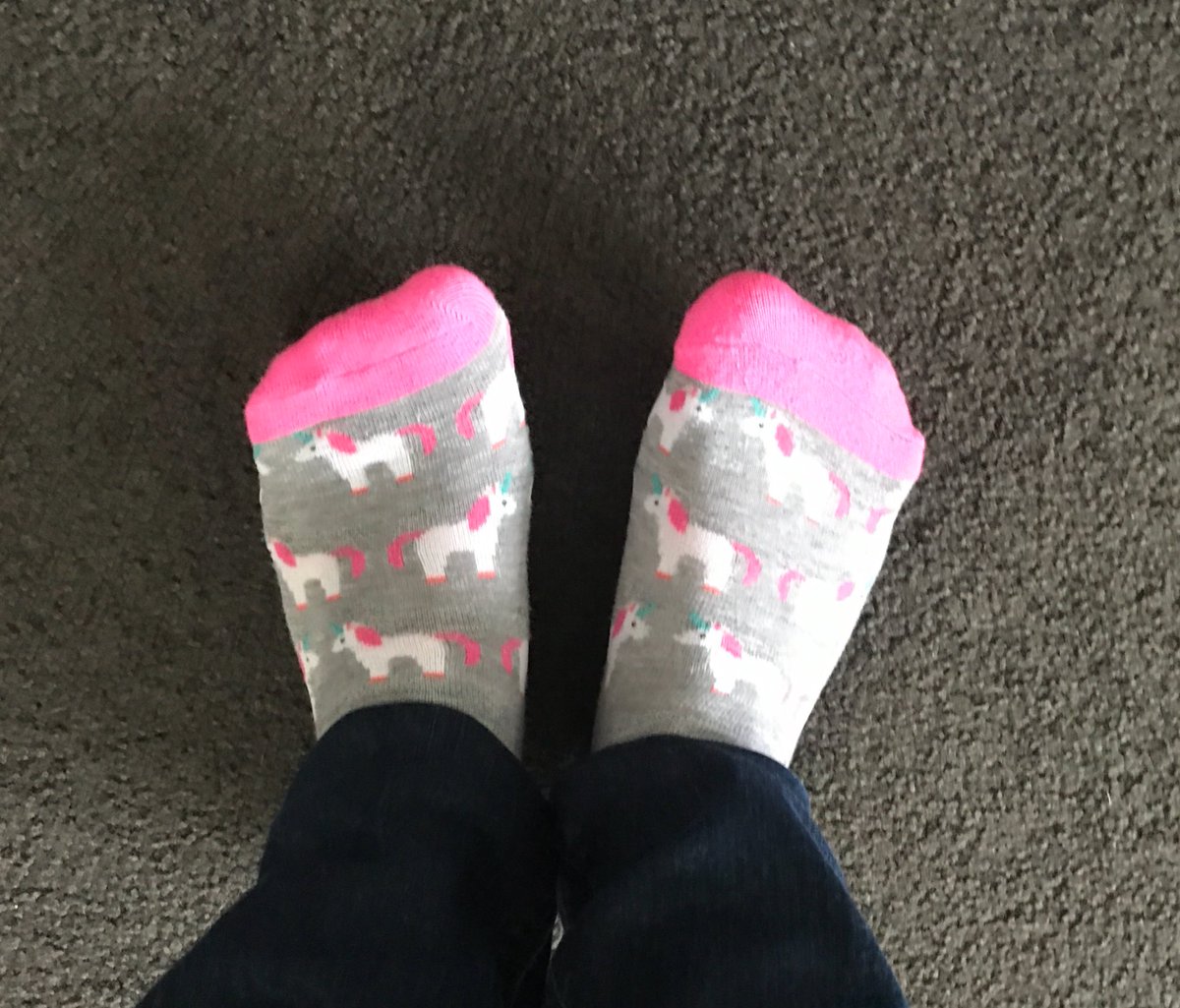 KGilliand's tweet photo. When you have the same size feet as your 9yo daughter #Sharingiscaring #unicorns #socks #smallfeet https://t.co/Y6sGLaC27c