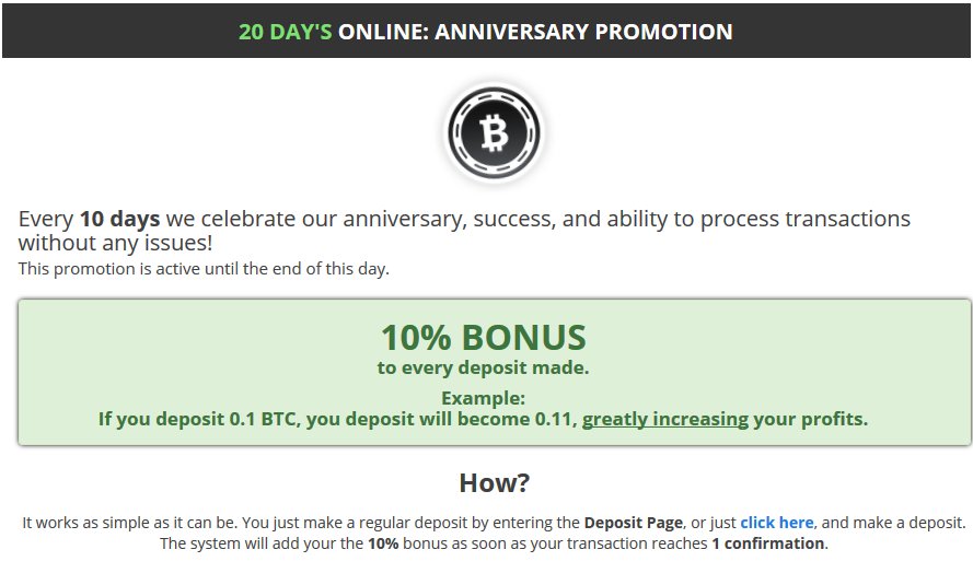 BitcoinsNetwork's tweet image. 20 day's ANNIVERSARY Bitcoin Promotion.
10% Deposit BONUS until end of the day!
#btc #bitcoin #promotion #giveaway
bitcoinstack.net/promotion