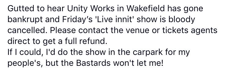 paulchowdhry's tweet photo. To my Wakefield #Liveinnit Tour people. https://t.co/R0P2SiXaD1