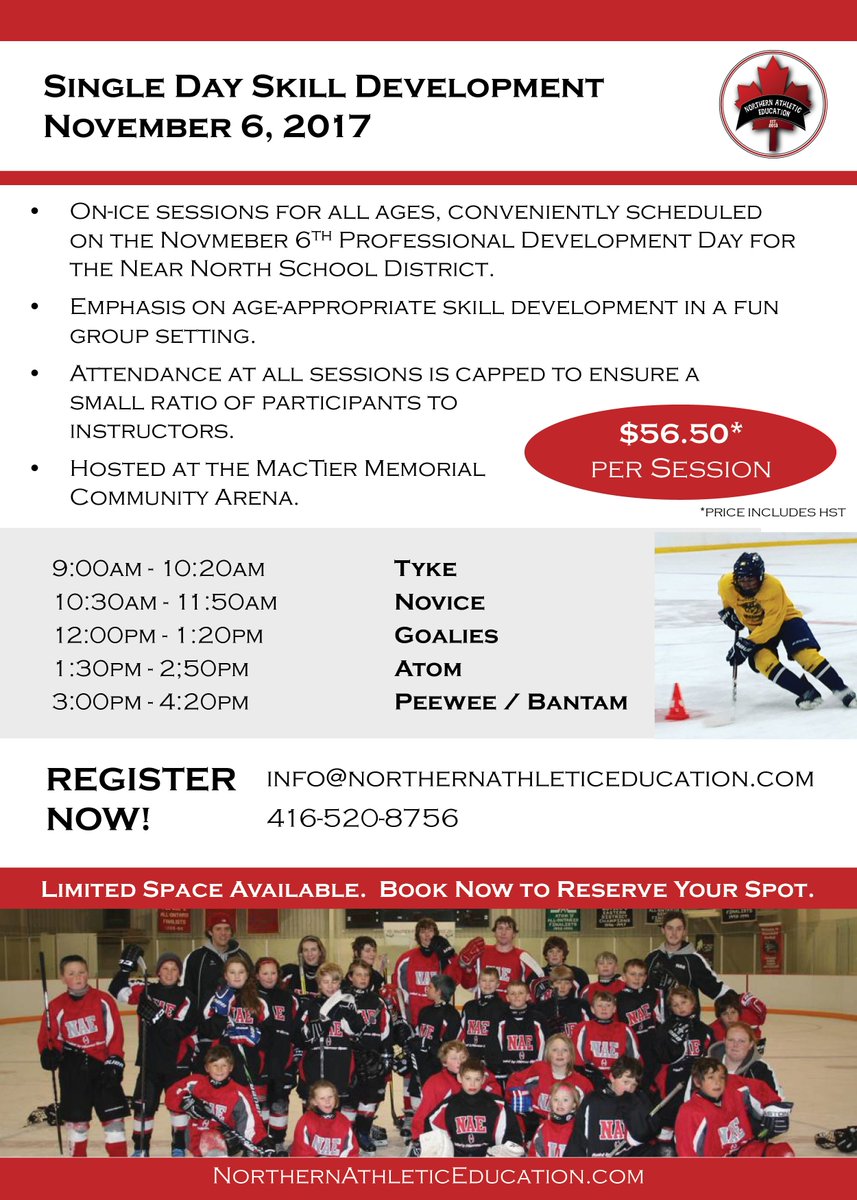 theNAEnetwork's tweet photo. Looking for something to do on the Nov 6 PD Day? Join us in MacTier for our Single Day Skill Development. Sessions available for all ages! https://t.co/L9RdEgc7Ad