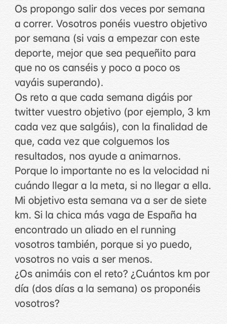 onlyy_hope's tweet photo. ¿Aceptáis el reto? Hagamos algo juntos. Salgamos de ésta juntos. #retorunning gracias @culpabilidadand por haberme animado! https://t.co/ws1dB3Qyke