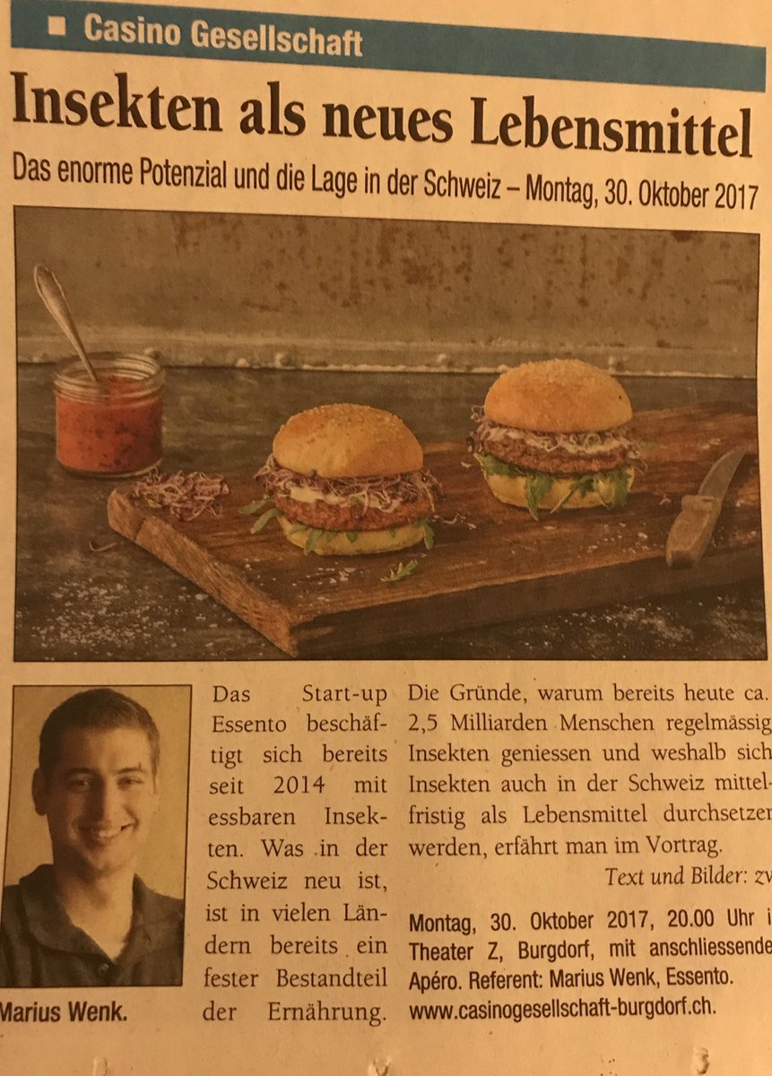 CGBurgdorf's tweet photo. #Insekten als neue Lebensmittel #Burgdorf #Essento mit Degustation https://t.co/ZBnXeGoDo3