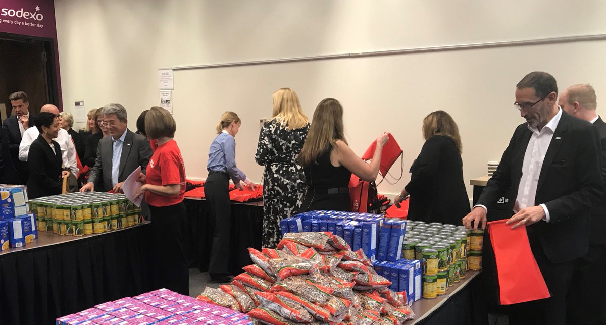 sodexoUSA's tweet photo. We had a great time this morning as our leaders and employees helped pack over 280 backpacks for @MannaFoodCenter Smart Sacks program https://t.co/KfW4LbQnU4