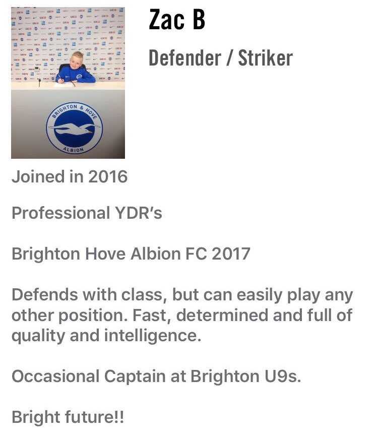 A13Coaching's tweet photo. Well done young Zac! Overflowing with confidence now at Brighton - occasionally captaining their U9 side so far. https://t.co/PdpJRSeu93