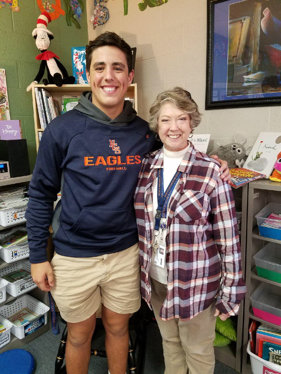 NCSEAGLES's tweet photo. Today’s mystery reader in kindergarten and 1st was student body president Will Irwin. Will has been at NCS since kindergarten and even had Mrs. Ford when he was a little eagle! https://t.co/2P1Ex8DaP6