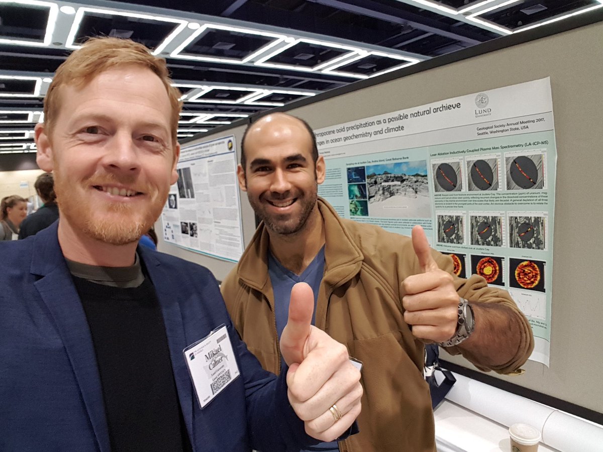 mikaelcalner's tweet photo. Meeting my american LU student Bruno Rodriguez! We are both working on #Holocene #ooids for a change! Poster 190 this afternoon. #GSA2017 https://t.co/HaqBGk4l6E