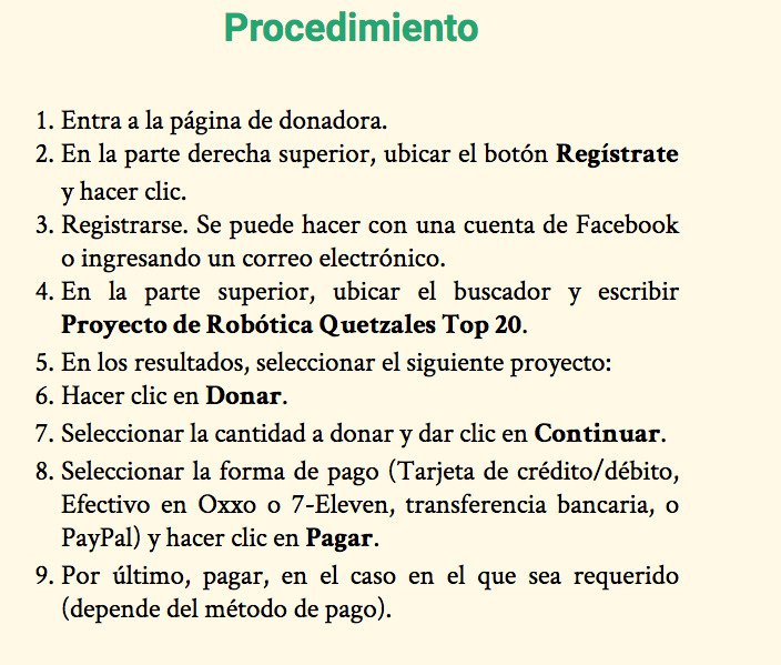 Somos Quetzales 5932, un grupo de estudiantes con aspiraciones de crecer, y ser los mejores en nuestra pasión. Con tu donación somos mejores