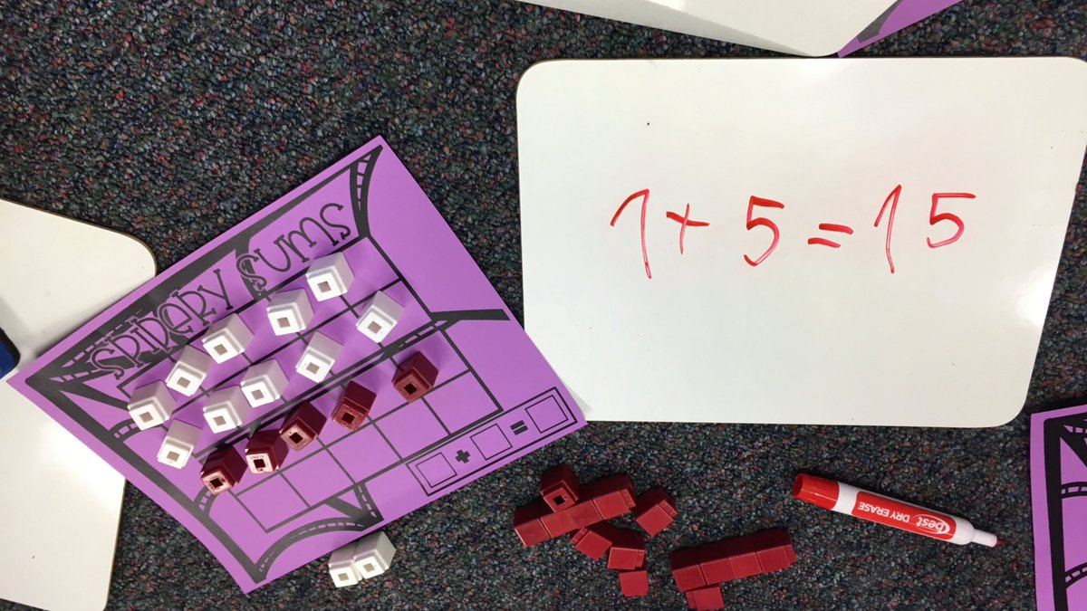 Spidery sums to practice our addition strategies! #creechpride #funinfirst