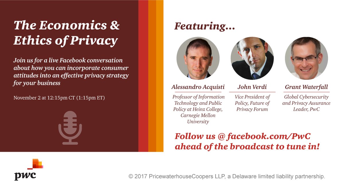 grantwaterfall's tweet photo. How are the ethics + economics of #privacy evolving? Follow our page to tune in next week (11/2) as we discuss: https://t.co/NqdyebTDCF https://t.co/U914FkxGb7