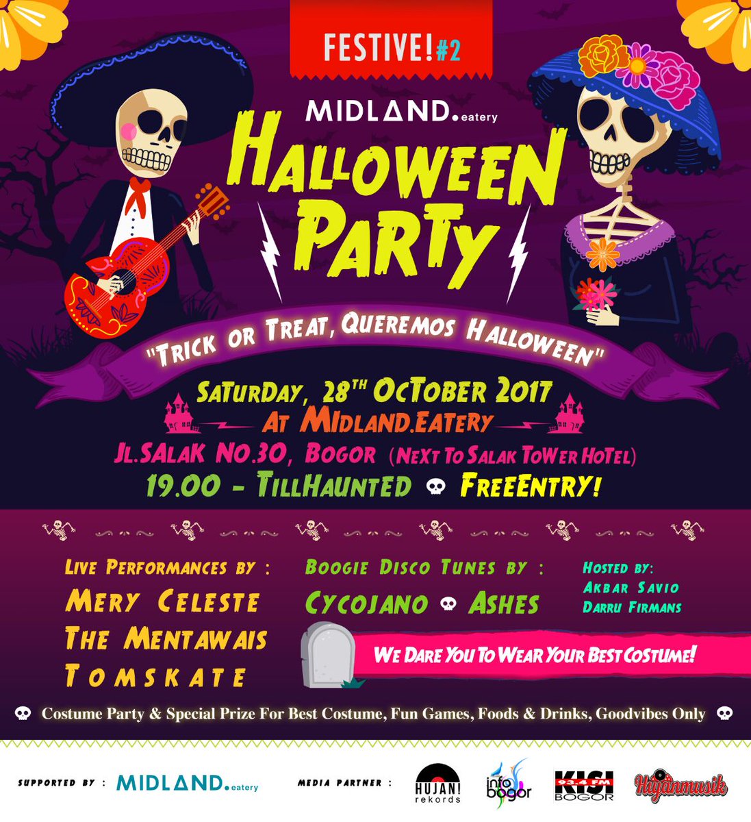 HALLOWEEN PARTY ! 28 Oct ; MIDLAND.eatery ; Jl Salak no.30 Bogor | @MERCELofficial @thementawais <a href="/TomSKAteSKA/">Tomskate</a>  #Festive2