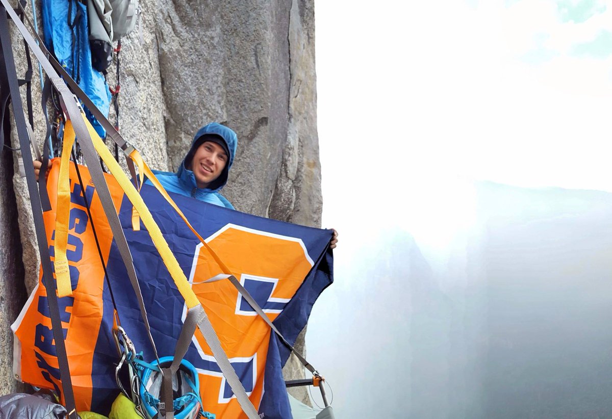 SUGenOrange's tweet photo. Sterling Boin ’14, president of the SU Alumni Club of Colorado/member of Generation Orange Leadership Council, showing SU pride in Yosemite! https://t.co/bMpbYyBLI7