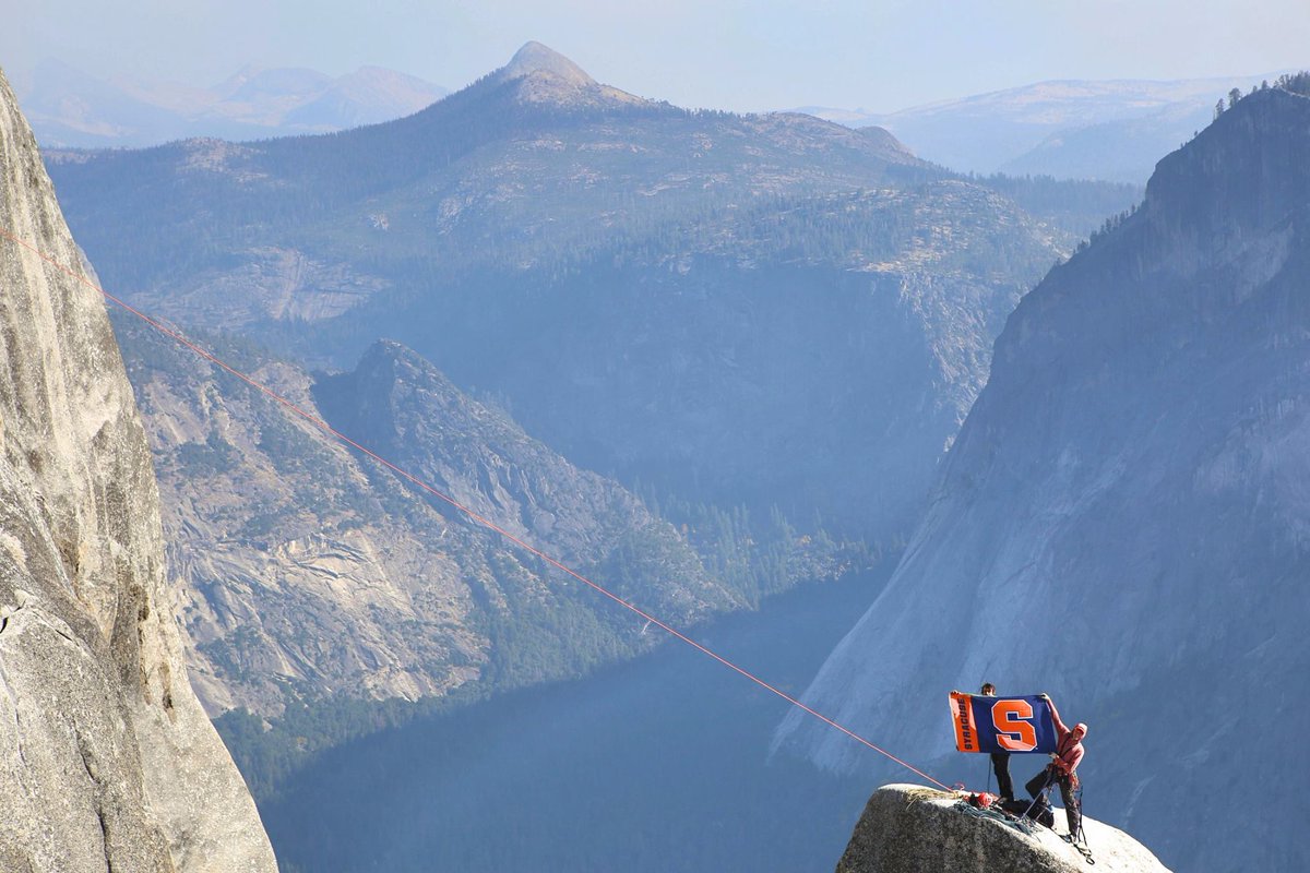 SUGenOrange's tweet photo. Sterling Boin ’14, president of the SU Alumni Club of Colorado/member of Generation Orange Leadership Council, showing SU pride in Yosemite! https://t.co/bMpbYyBLI7