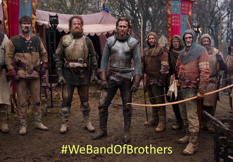 HollowCrownFans's tweet photo. "We few, we happy few, we band of brothers;"
- Henry V (A4, S3) #stcrispinsday 
(RT if you're with us!) https://t.co/8KbHolRPGk