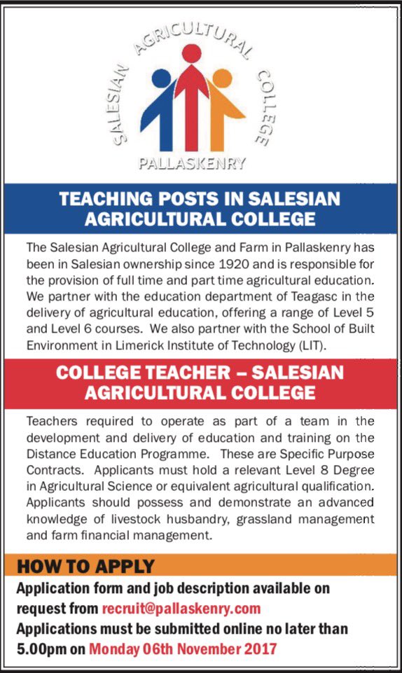 SalesianAg's tweet photo. We are recruiting! Join part of a winning team and help educate the next generation of farming professionals #job#recruit https://t.co/P3ZAopFRsp