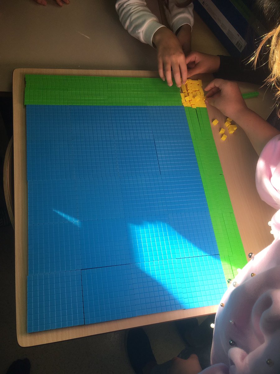 freyk_math's tweet image. Using base 10 blocks with 6th grade to help with multiplication. Love how this leads right to algebra tiles in future! #math #numbersense
