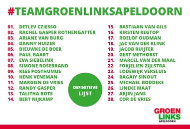 groenlinks055's tweet photo. #teamgroenlinksapeldoorn @groenlinks055 Dé lijst! 💚 ❤️Trots op deze toppers! 🍀✔️ https://t.co/PB0pRP3Vka