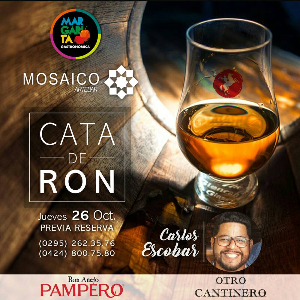 SaborMargarita's tweet photo. Reserva en @Mosaicoartebar para disfrutar de CATA DE RON PAMPERO con cantinero #CarlosEscobar 0295.262.3576 dentro de 6to Festival #MG2017 https://t.co/4iwRISehTx