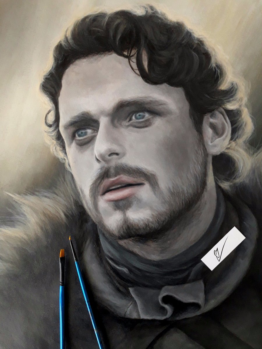 MariaBuiguesArt's tweet photo. Here you have my last work, my Robb Stark painting!! .@_richardmadden It's called "Grey Wind", like his direwolf. I hope you all like it!😙🐺 https://t.co/KE6omZ6Yab