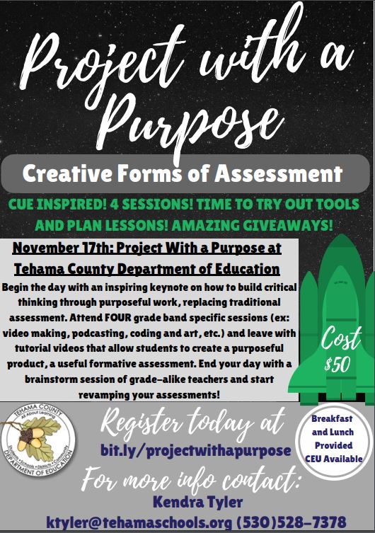 tehamalearns's tweet photo. Can't make it to Fall CUE and looking for some EdTech training on purposeful creative assessment!? PWAP on Nov 17! https://t.co/XpC2O1U3g2 https://t.co/MAvMBRihAf