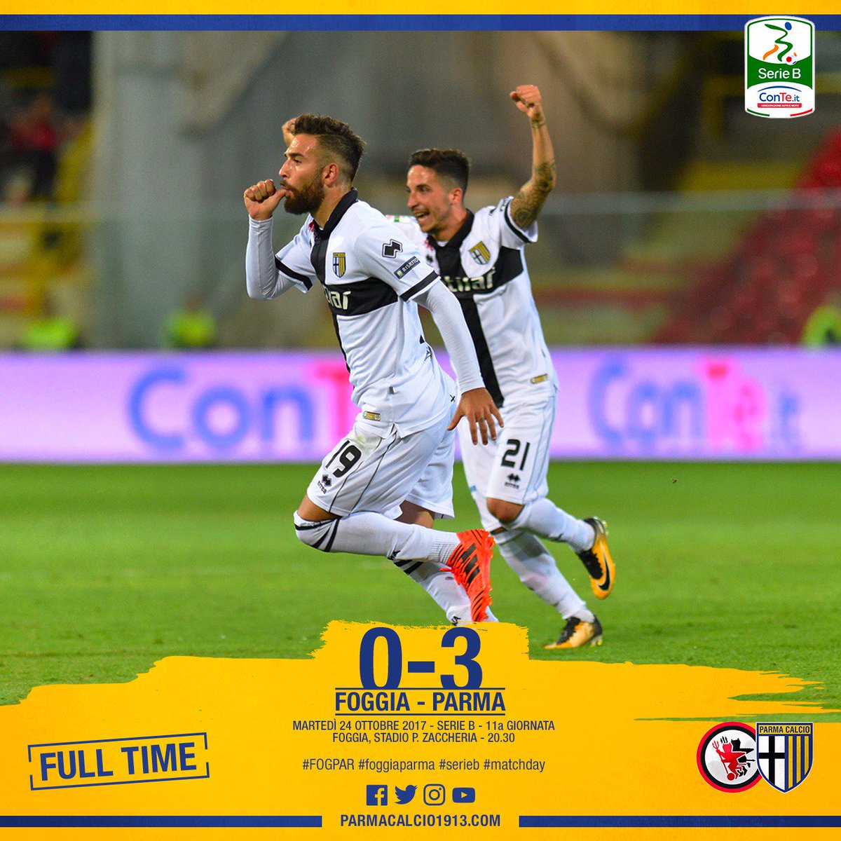 1913parmacalcio's tweet photo. Full Time ๐
#FoggiaParma 0-3
#FOGPAR #ForzaParma https://t.co/37KGu4gGcp