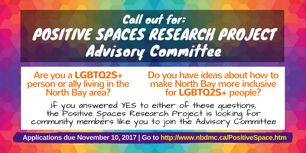 We're looking for #LGBTQ2S+ folks in #NorthBay to share their experiences to help shape local services. Go to: bit.ly/2h5JtKe #LGBT