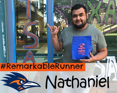 UTSACampusSrvcs's tweet photo. This week's #RemarkableRunner is a junior biology major who made an awesome Rowdy Jack-O-Lantern! @Nathaaaniel_15 https://t.co/zprHdDC3lz