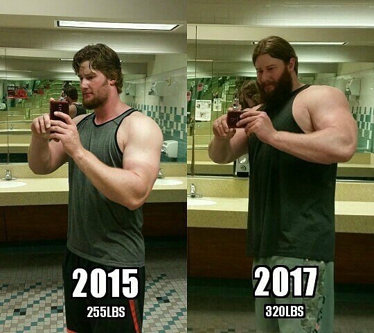 #TransformationTuesday At 6'8" I look pretty slim at 255. Looking at progress pics helps reaffirm that there's indeed been a big change!