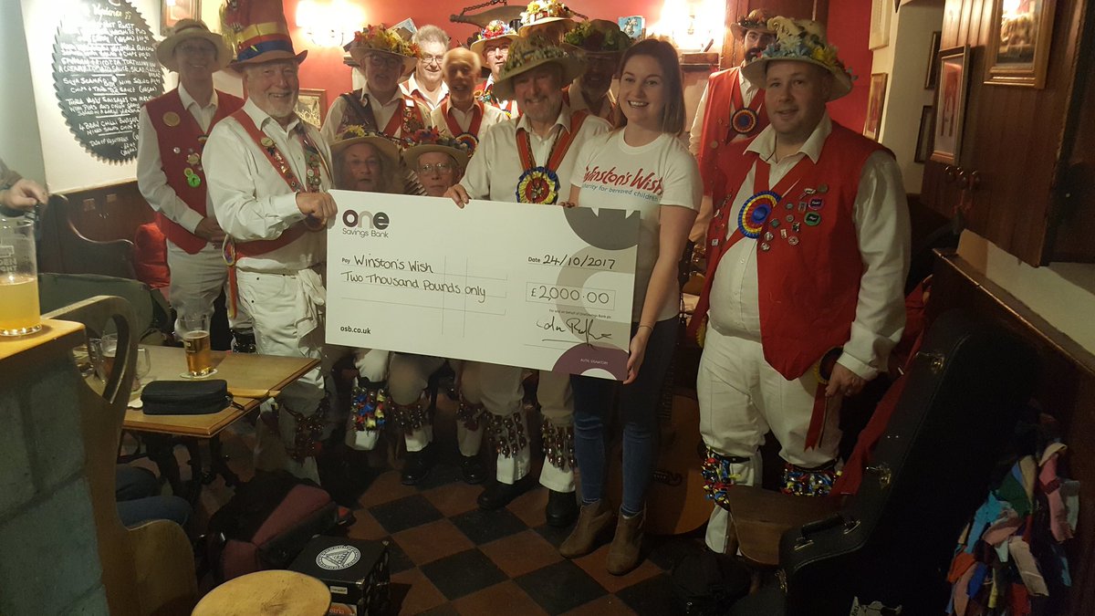 A great night giving £2000 to winstones wish charity us and Gloucester morris well don boys and Judy