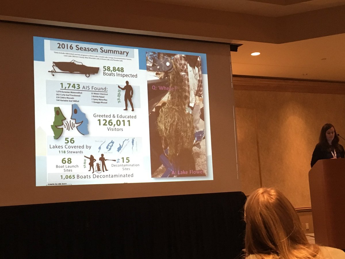 MerkesChris's tweet photo. Valuable watercraft inspection and decon efforts in Adirondacks presented by Meg Modley and Eric Holmlund. #ICAIS2017 #InvasiveSpecies https://t.co/veWGVny6I1
