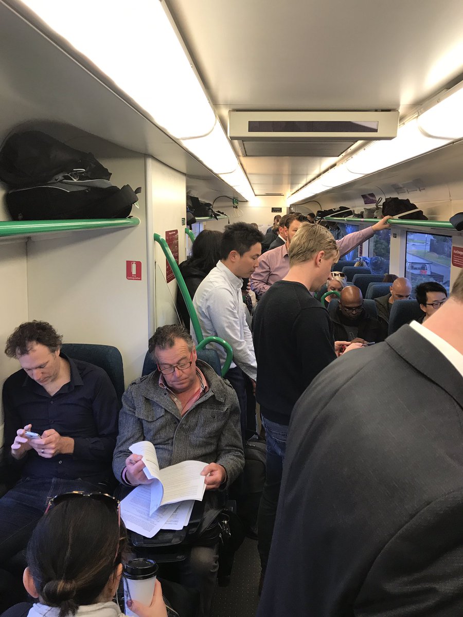 meljenko's tweet photo. What commuting Sth Geelong to Melb looks like @VLine @vline_geelong on the 7.45am service #vline #vlinegeelong @JacintaAllanMP #springst https://t.co/z2pvxrBakU