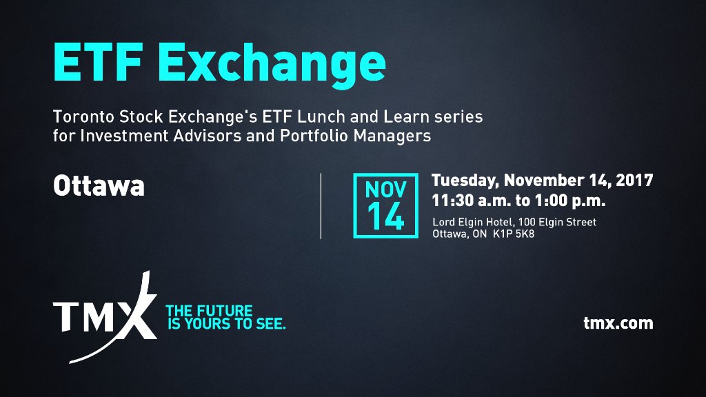 tsx_tsxv's tweet photo. Join us in #Ottawa for our next stop of the #ETFExchange Lunch & Learn series Nov 14th! Register now! https://t.co/MHh2qnf8vV #ETFs #TSX https://t.co/zGd5sC4tay