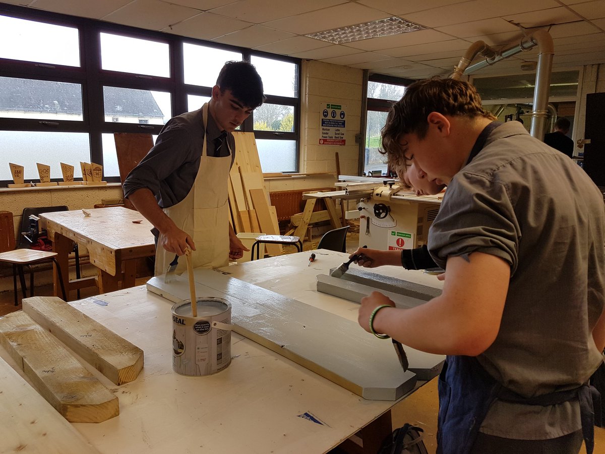 Transition Year students busy making picnic benches