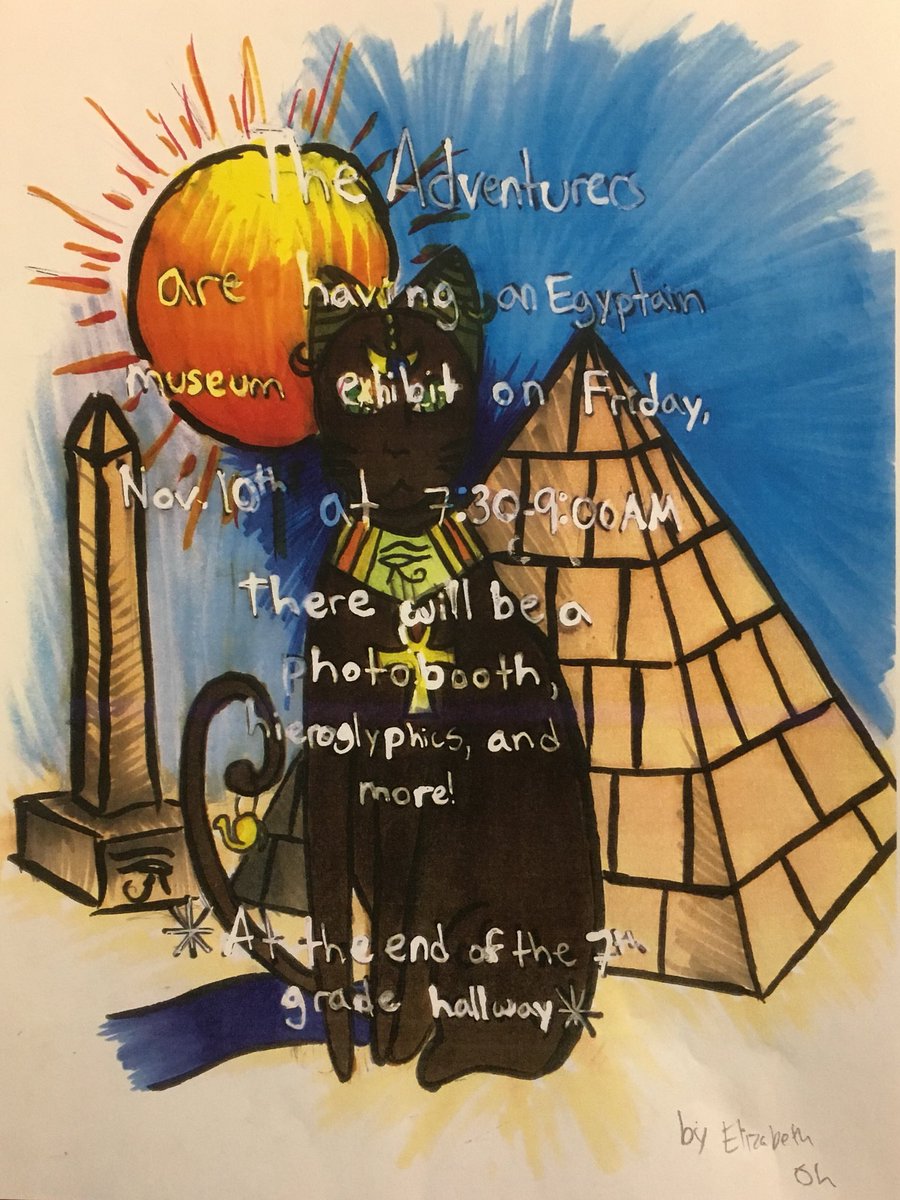 AdventurersCEMS's tweet photo. Come support our students and check out all their hard work! Ancient Egyptian museum exhibit 11/10 7:30-9:00am for parents! #CEMSBlazers https://t.co/Kik01Xk6QY