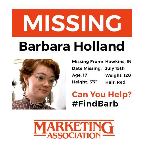 BYU_MA's tweet photo. Join the search party on Instagram @byu_ma for clues this Thursday. Win backpacks, Thread Wallets, & more stranger things! #FINDBarb https://t.co/3NlrPUYwKi