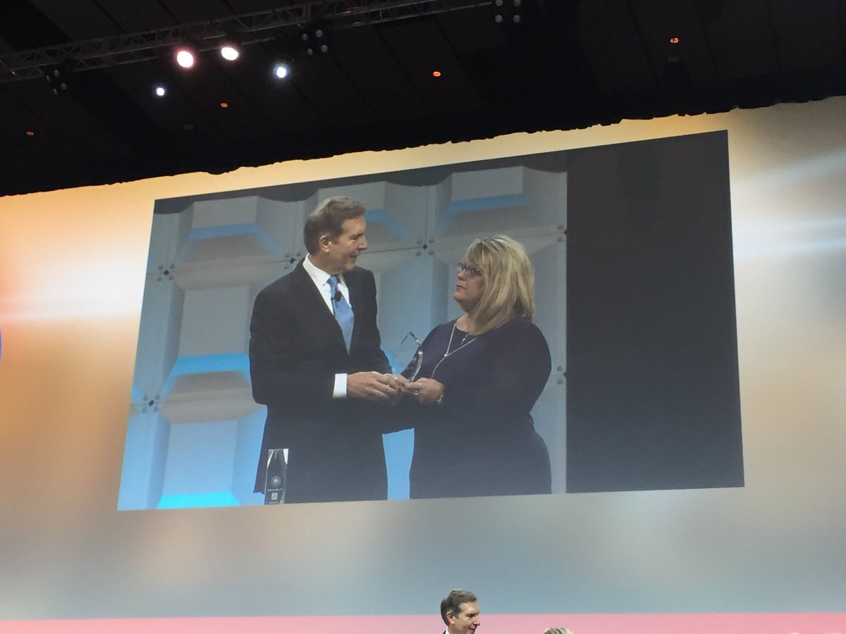 StaffingTweets's tweet photo. One more great pic from #ASAVolunteeroftheYear ceremony w/honoree Nicole Bieker w/@Rwahlquist on stage at #StaffingWorld https://t.co/1aK6x8HuDc