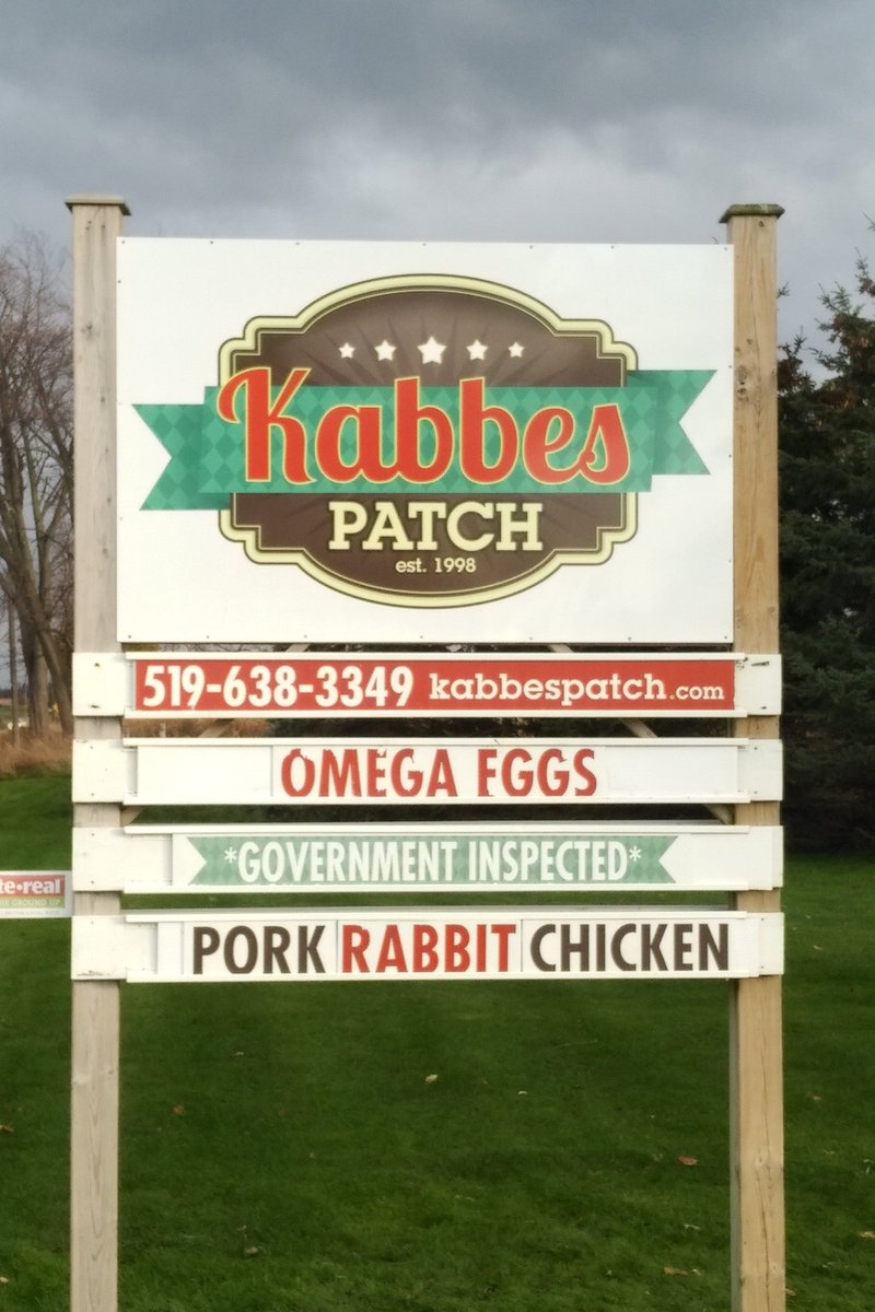 Kabbespatch's tweet photo. We got our new sign back up at the #Kabbespatch. Come get your pork, chicken and rabbit meat. https://t.co/ahezeY2YAY