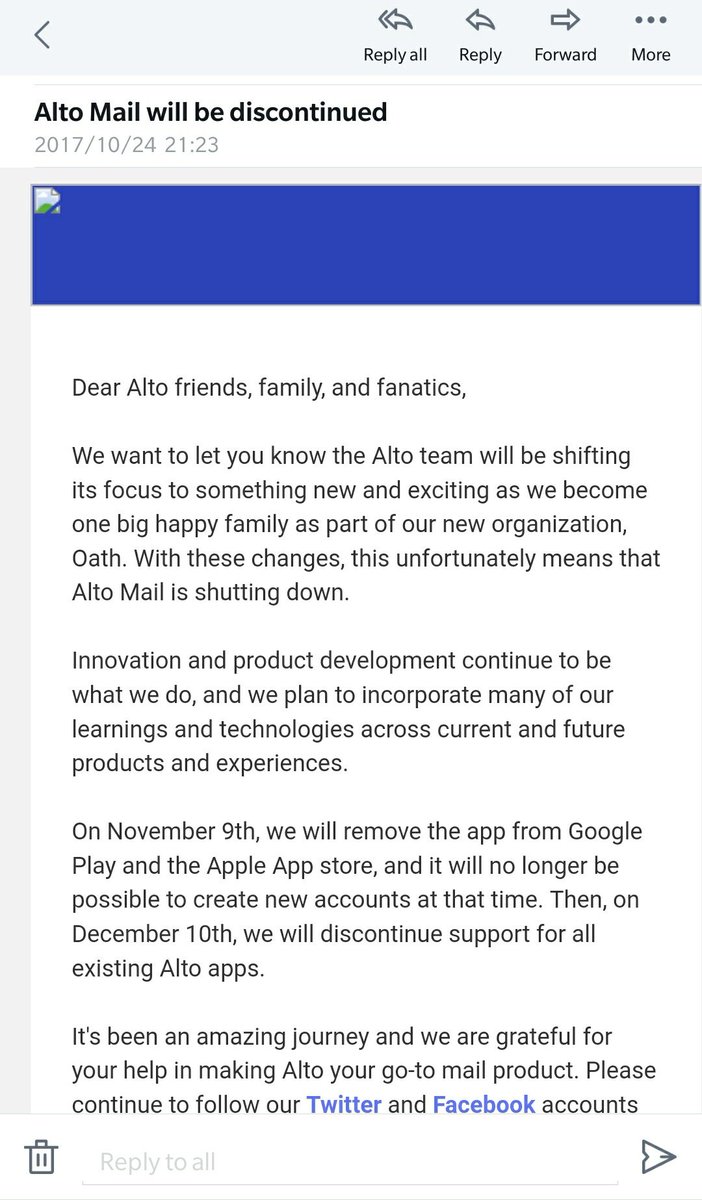 DJAMEL_mimounne's tweet image. ALTO mobile mail client iq shutting down its services #altomail #mailclient #service