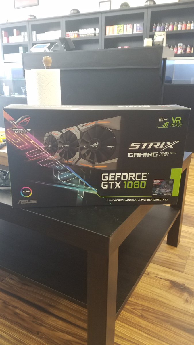Reesewhspoon's tweet photo. This makes me so happy. Thanks @LordJingus for the hookup man! #asus #gtx1080 #TTF #strix #gpugoals https://t.co/PzSZw3seaJ