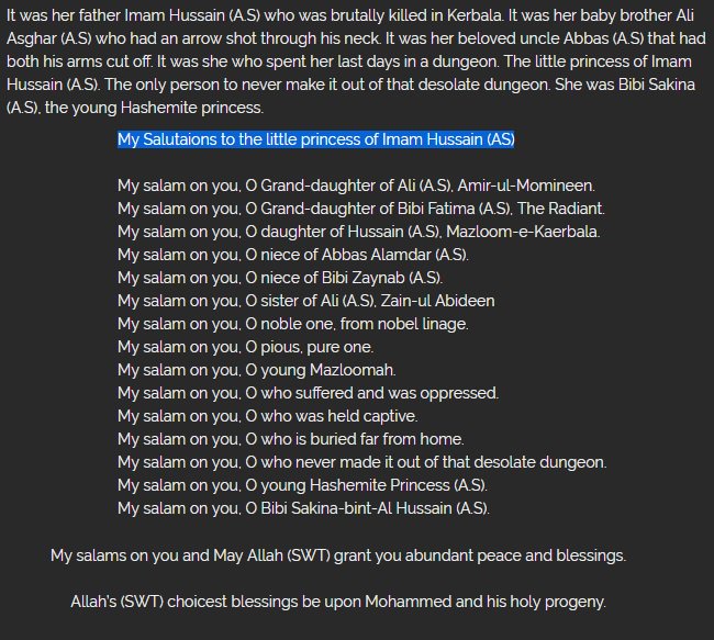 ShiaMeetup's tweet image. “A house without Sakina (AS) would not be worth living in” 
Imam Hussain (AS).