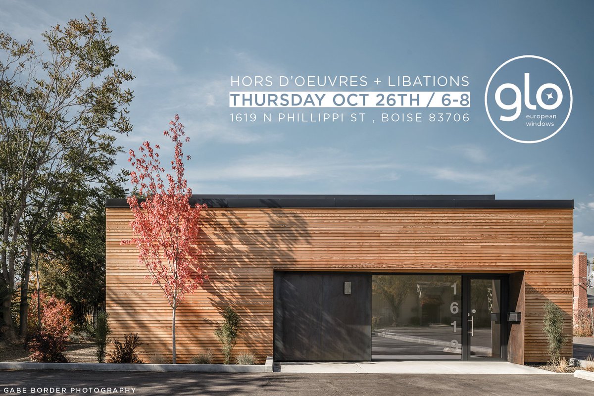 GloWindows's tweet photo. You're Invited...#PHnw Happy Hour, on us! Join us for hors d'oeuvres + drinks from 6-8pm this Thursday, October 26th! #passivehouse #glo https://t.co/d0JdDQERdS