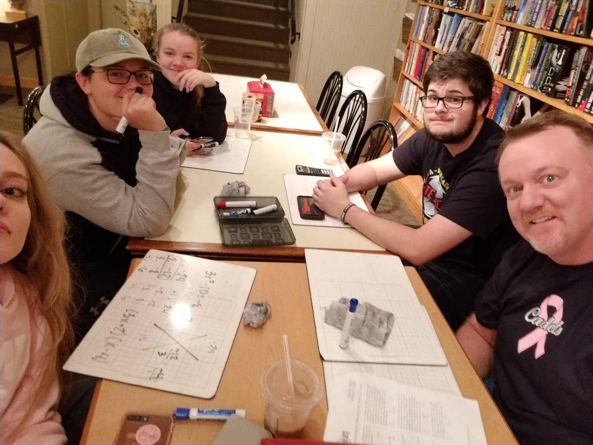 Mr_Mulford's tweet photo. Math club working at the Coffee Attic! #tuesdaymath #ifahs #mathisfun https://t.co/EAkuEUrs4R