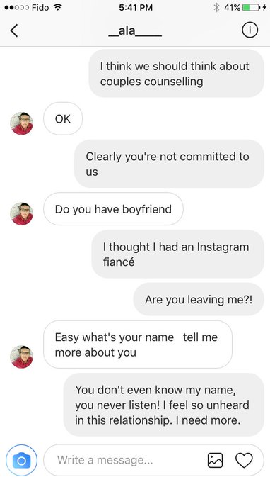 In which I receive a marriage proposal via Insta DM https://t.co/4hRiDRMaX4