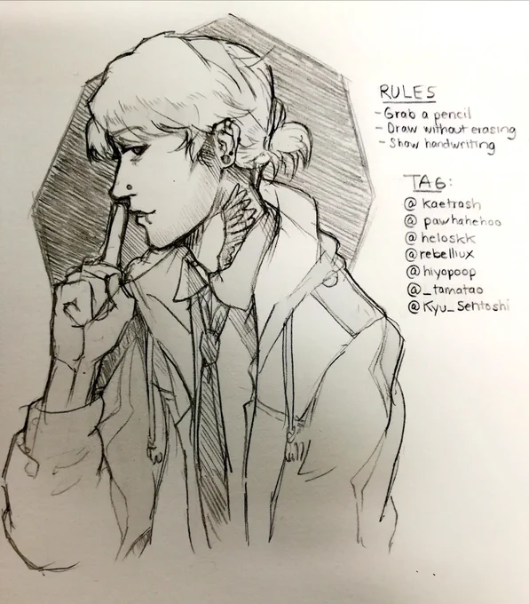 Tagged by @mainimochi
Tagging: @kaetrash @pawhahehoo @heloskk @rebelliux @hiyopoop @_tamatao @Kyu_Sentoshi 