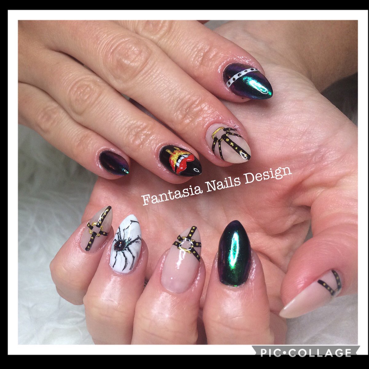FantasiaNsD's tweet photo. Creepy bondage #nailtech #naildesign #spiderdesign #halloweennails #bondagenails #creepydesign #vemplips #gelnails #polypolisg #torontonails https://t.co/TrO2L6RBHY