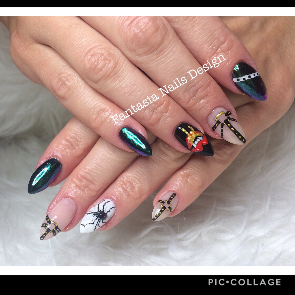 FantasiaNsD's tweet photo. Creepy bondage #nailtech #naildesign #spiderdesign #halloweennails #bondagenails #creepydesign #vemplips #gelnails #polypolisg #torontonails https://t.co/TrO2L6RBHY