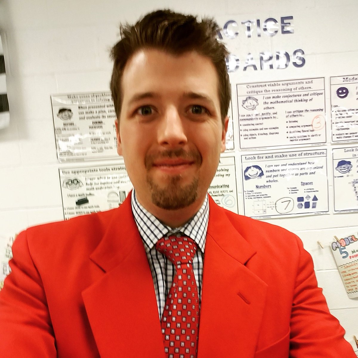 MrDelinski's tweet photo. When #RedRibbonWeek meets #TieTuesday!!!! 

Next week I want to see some ties! 

Tomorrow, wear your favorite shades! 

#323learns #323ties #redsportcoat https://t.co/x70bqE4eat