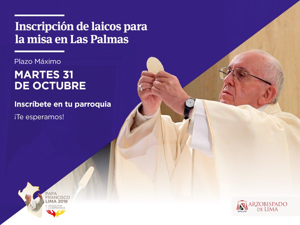 ArcangelCmf's tweet photo. Les recordamos inscribirse para la misa con el Santo Padre tienen hasta el 31 de octubre https://t.co/2X0XG9MUUb