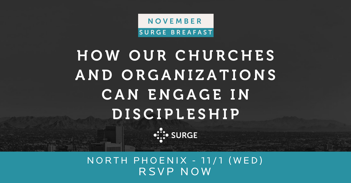 SurgeNetwork's tweet photo. How our churches and organizations can engage in discipleship - RSVP now https://t.co/QGaAvViYJW #SurgeNetwork https://t.co/7bwrJzwXrS