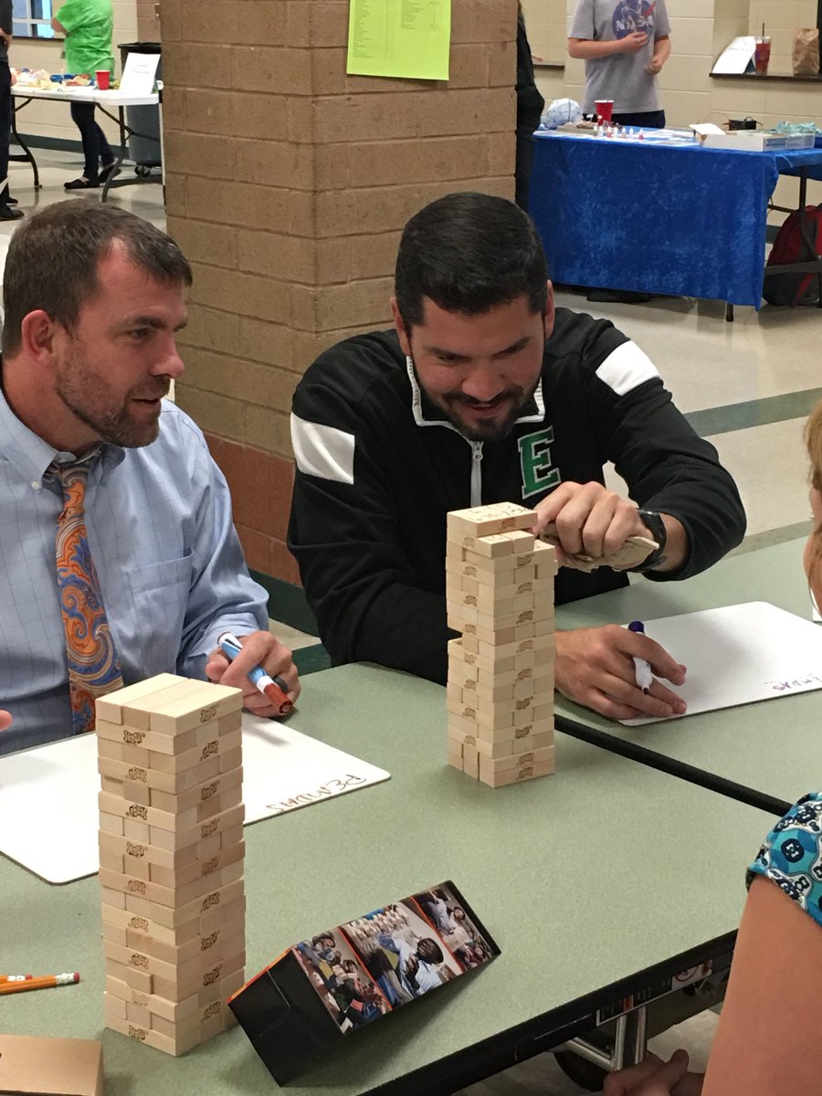 @runamile417 and <a href="/TRUES007/">Stephen Truesdale</a> going at it in Jenga during EHS STEAM Night